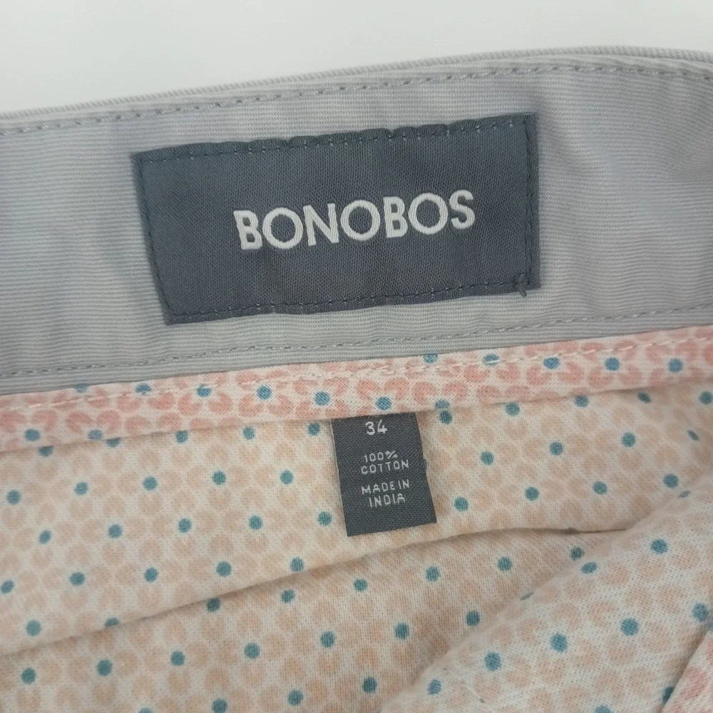 Bonobos Mens Washed Chino Shorts Light Grey 7 Inch Inseam Size 34 Cotton Twill